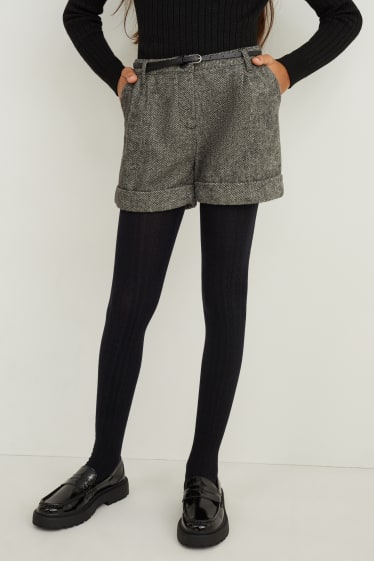 Enfants - Ensemble - short avec ceinture et collants - 2 pièces - noir