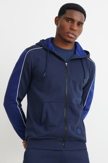 Hommes - Sweat zippé à capuche - bleu foncé