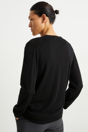 Home - Jaqueta de punt de merino - negre