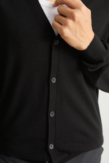 Home - Jaqueta de punt de merino - negre