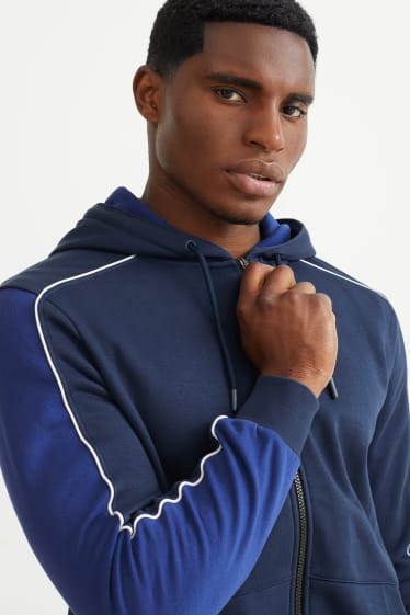 Hommes - Sweat zippé à capuche - bleu foncé