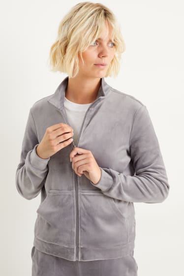 Damen - Basic-Sweatjacke - grau