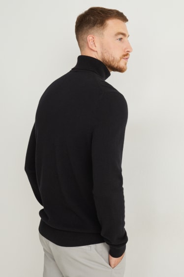 Herren - Kaschmir-Rollkragenpullover - schwarz