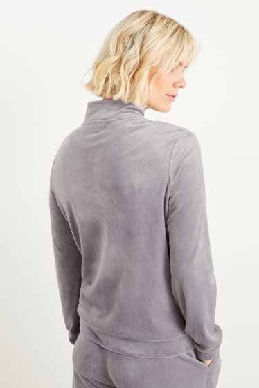 Mujer - Sudadera básica con cremallera - gris