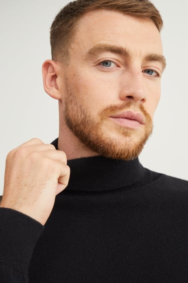 Herren - Kaschmir-Rollkragenpullover - schwarz