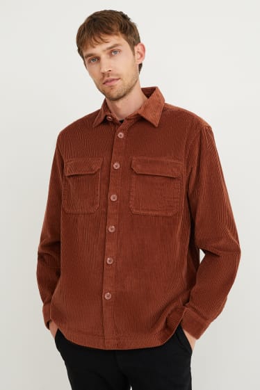 Men - Corduroy shirt - brown