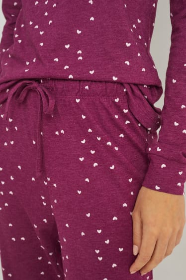 Damen - Pyjama - gemustert - violett