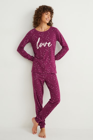 Damen - Pyjama - gemustert - violett