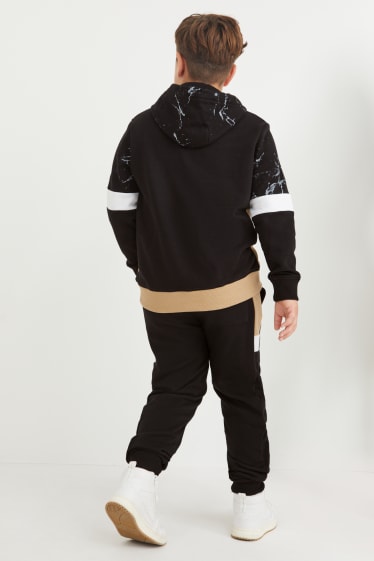 Copii - Băieți - Mărimi extinse - set - hanorac și pantaloni de trening - 2 piese - negru