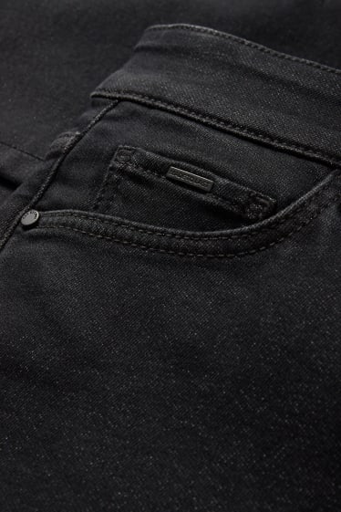 Dámské - Slim jeans - termo džíny - mid waist - černá