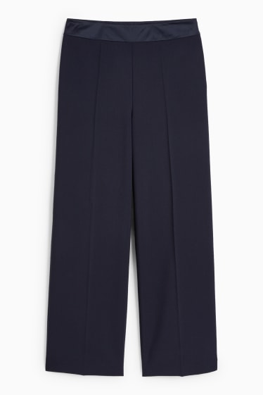 Femmes - Pantalon de bureau - high waist - wide leg - bleu foncé