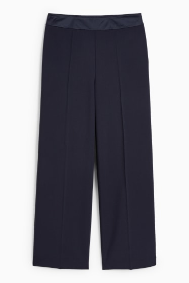 Donna - Pantaloni business - vita alta - gamba larga - blu scuro