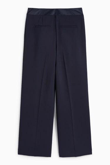 Femmes - Pantalon de bureau - high waist - wide leg - bleu foncé