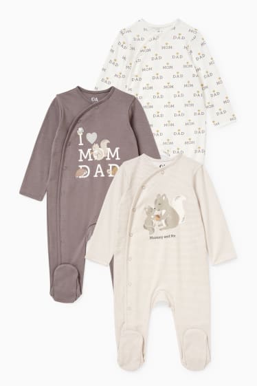 Unisex - Set van 3 - baby-pyjama - donkergrijs