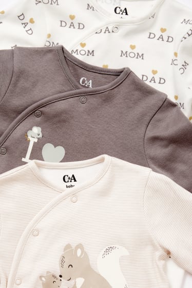 Unisex - Set van 3 - baby-pyjama - donkergrijs