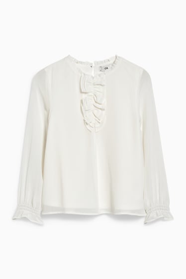Kinderen: meisjes - Blouse van chiffon - wit