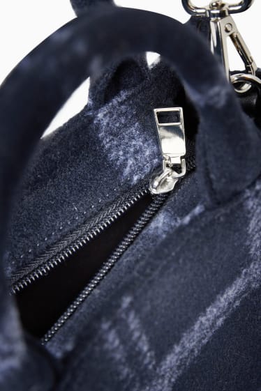 Damen - Tasche mit abnehmbarem Taschengurt - kariert - dunkelblau