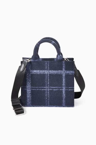 Mujer - Bolso con correa extraíble - de cuadros - azul oscuro