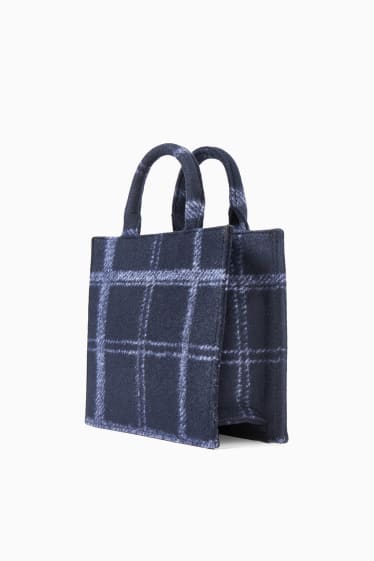 Mujer - Bolso con correa extraíble - de cuadros - azul oscuro