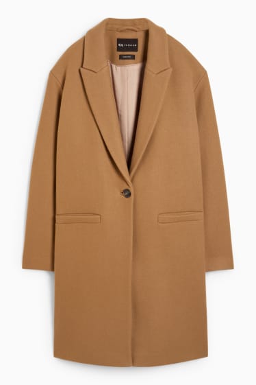 Women - Coat - wool blend - light brown
