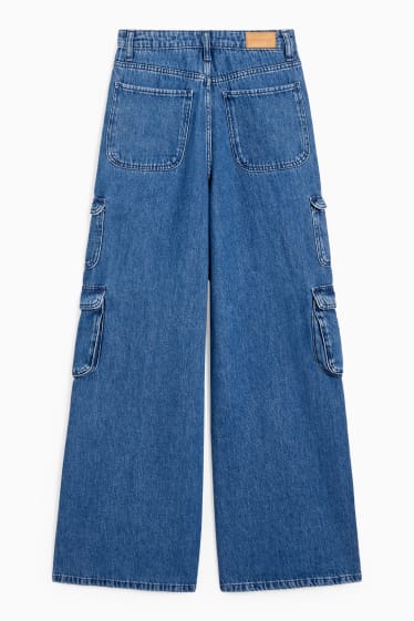 Mujer - Cargo jeans - high waist - wide leg - vaqueros - azul