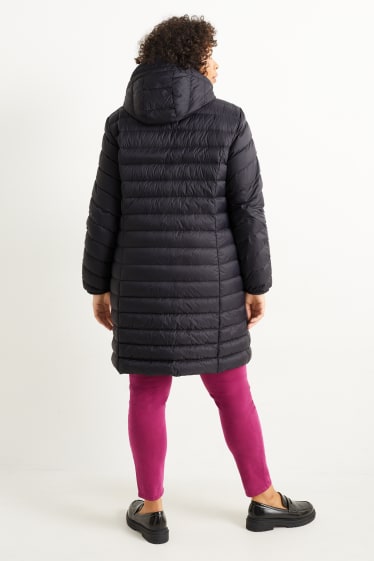 Women - Down jacket with hood - black