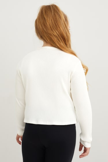Kinder Mädchen - Extended Sizes - Multipack 3er - Langarmshirt - cremeweiß
