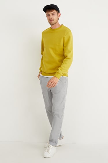 Pánské - Manšestrové kalhoty chino - tapered fit - světle šedá