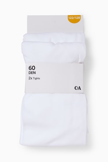 Enfants filles - Lot de 2 - collants fins - 60 DEN - blanc