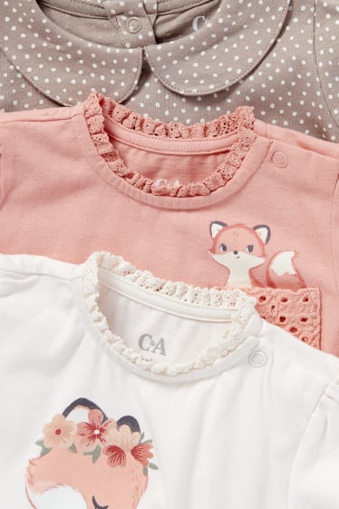 Bébés filles - Lot de 3 - hauts à manches longues bébé - blanc crème