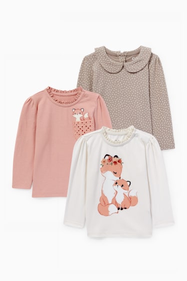 Bébés filles - Lot de 3 - hauts à manches longues bébé - blanc crème