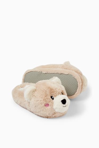 Dames - CLOCKHOUSE - pantoffels van imitatiebont - licht beige