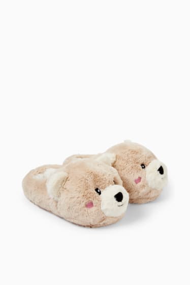 Dames - CLOCKHOUSE - pantoffels van imitatiebont - licht beige