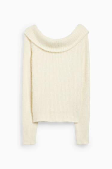 Damen - Off-Shoulder-Pullover - weiß