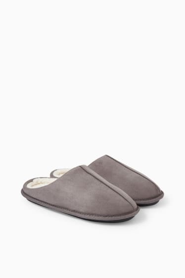 Men - Slippers - faux suede - gray