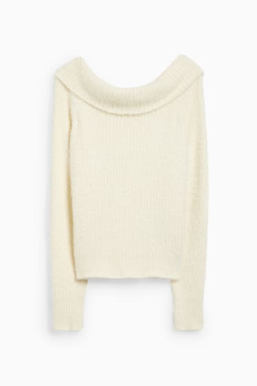 Damen - Off-Shoulder-Pullover - weiß