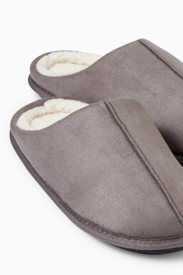 Men - Slippers - faux suede - gray
