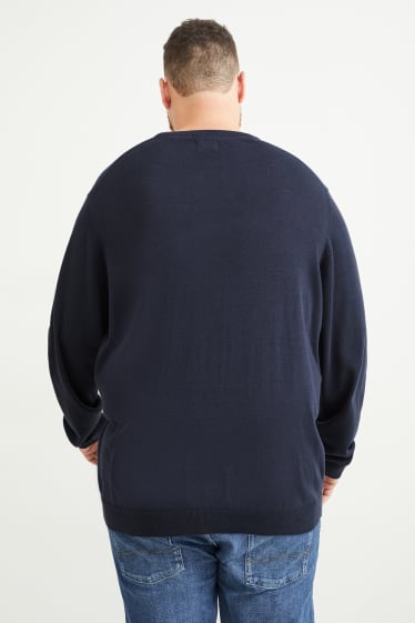Mężczyźni - Sweter z cienkiej dzianiny - ciemnoniebieski