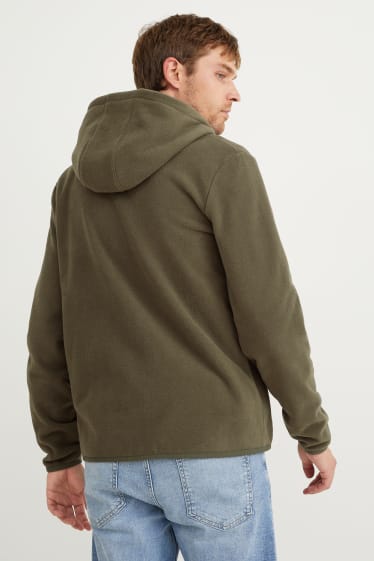 Hommes - Veste à capuche en polaire - vert