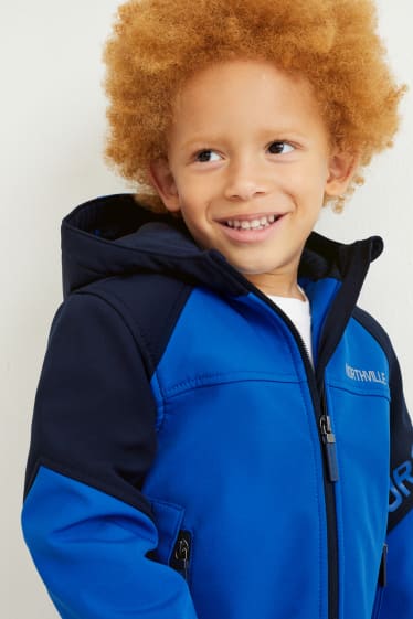 Enfants garçons - Veste softshell à capuche - bleu