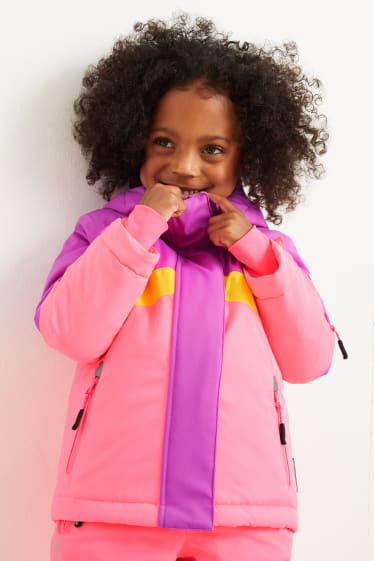 Enfants - Veste de ski à capuche - rose fluo