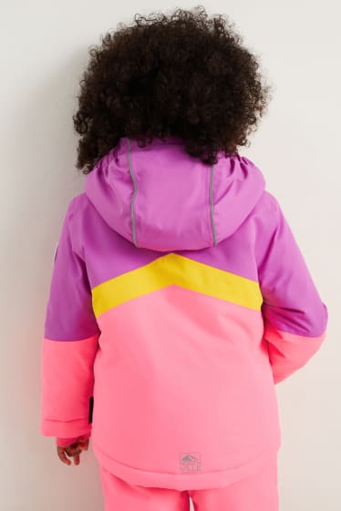 Enfants filles - Veste de ski à capuche - rose fluo