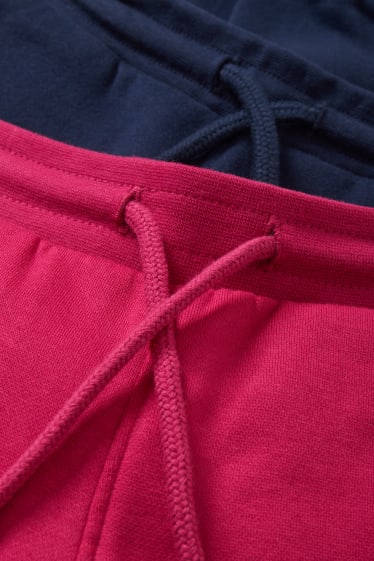 Kinderen: meisjes - Set van 2 - joggingbroek - blauw / fuchsiarood