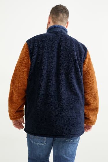 Men - Teddy fur jacket - dark blue