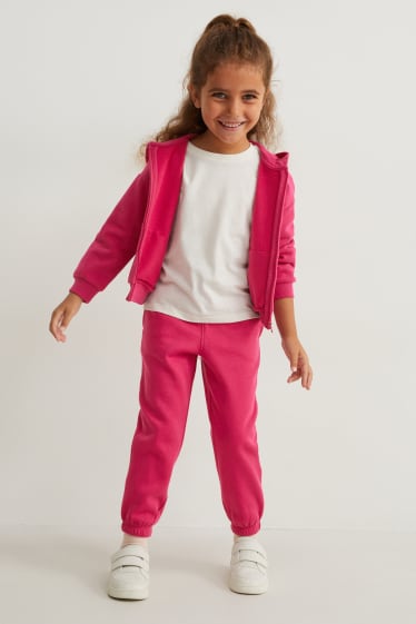 Kinderen: meisjes - Set van 2 - joggingbroek - blauw / fuchsiarood