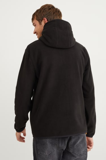 Hommes - Veste à capuche en polaire - noir