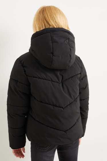 Niños - Chaqueta acolchada con capucha - negro