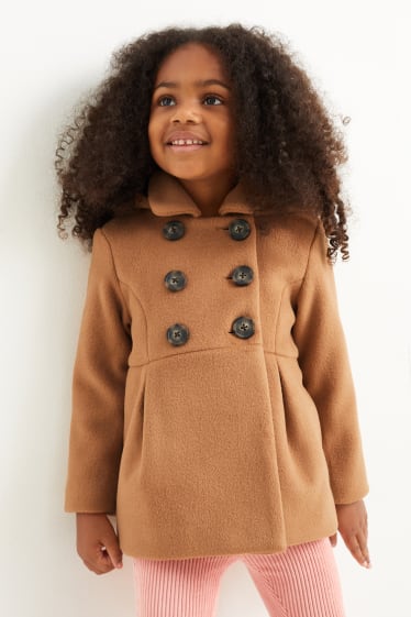 Kinderen: meisjes - Set - jas met capuchon en sjaal - 2-delig - taupe