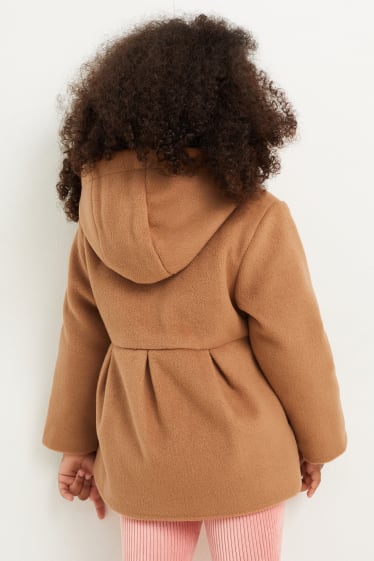 Kinderen: meisjes - Set - jas met capuchon en sjaal - 2-delig - taupe