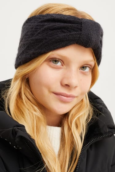 Enfants filles - Bandeau de front en maille - noir